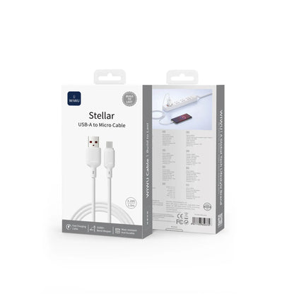 Embalagem do cabo WIWU Stellar USB-A para Micro USB de 1 metro, branco