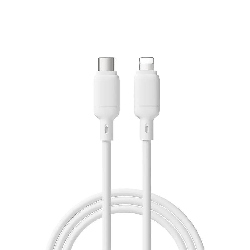 Cabo WIWU Stellar USB-C para Lightning branco, fichas em pormenor