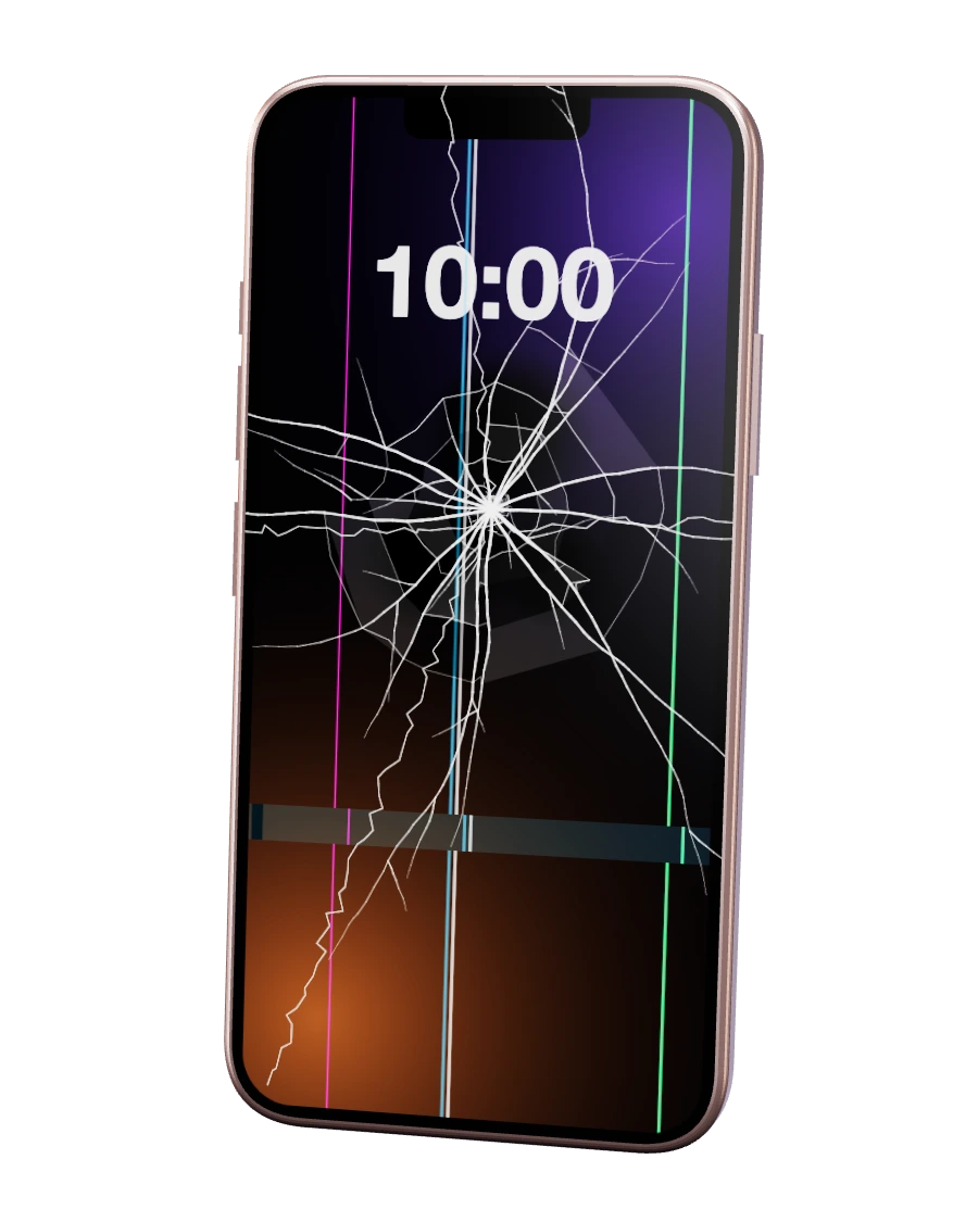 iPhone 13 mini com o ecrã partido — reparação na SpaceMobile, no Porto