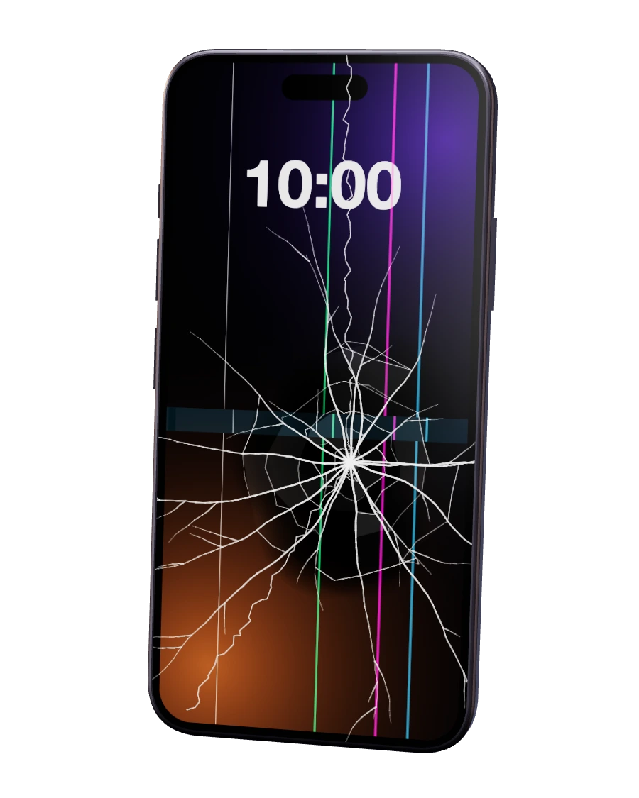 iPhone 14 Pro com o ecrã partido — reparação na SpaceMobile, no Porto