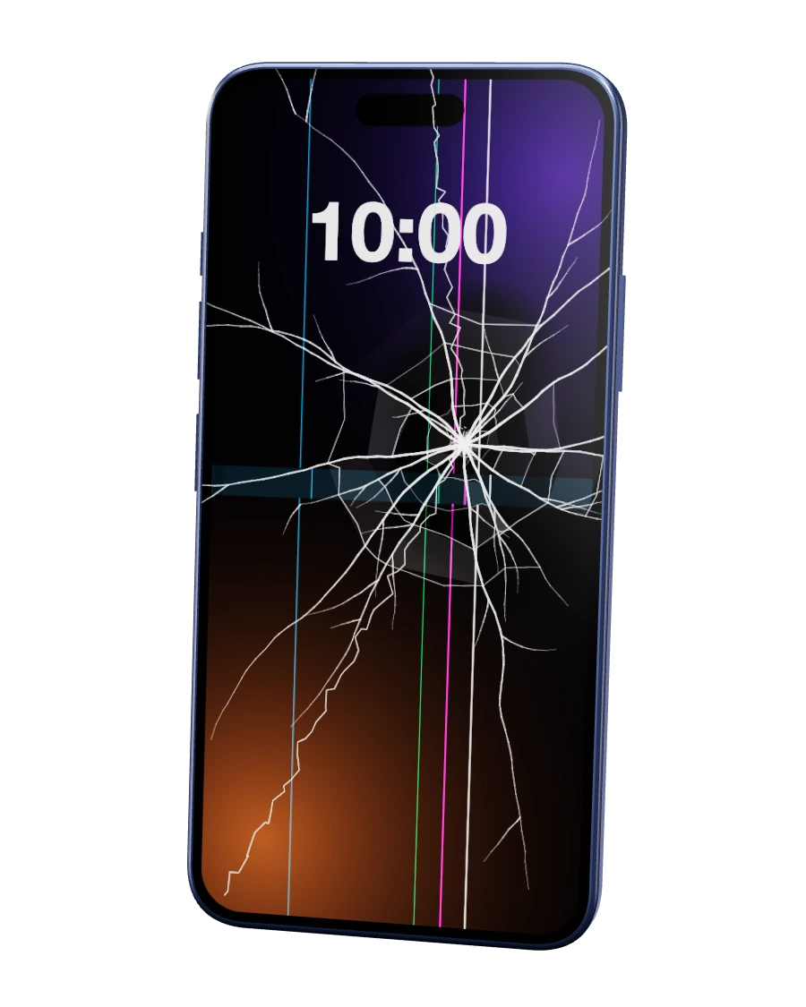 iPhone 16 Plus com o ecrã partido — reparação na SpaceMobile, no Porto