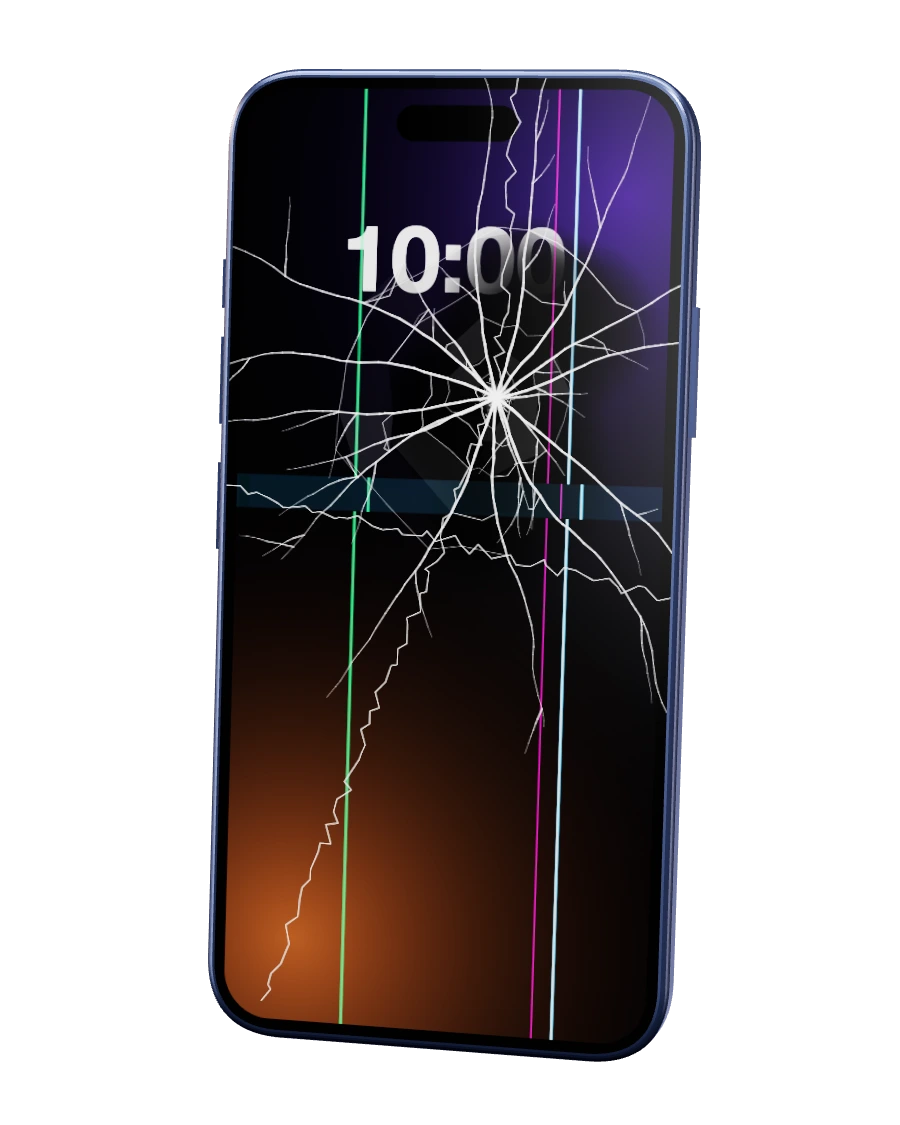 iPhone 16 com o ecrã partido — reparação na SpaceMobile, no Porto